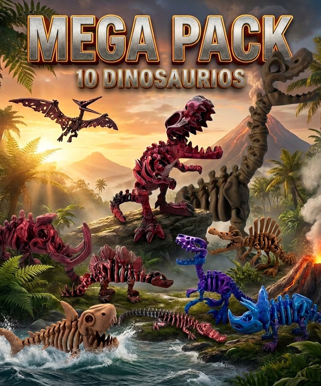 Mega Colección | 10 Dinosaurios Articulados | HUNNER