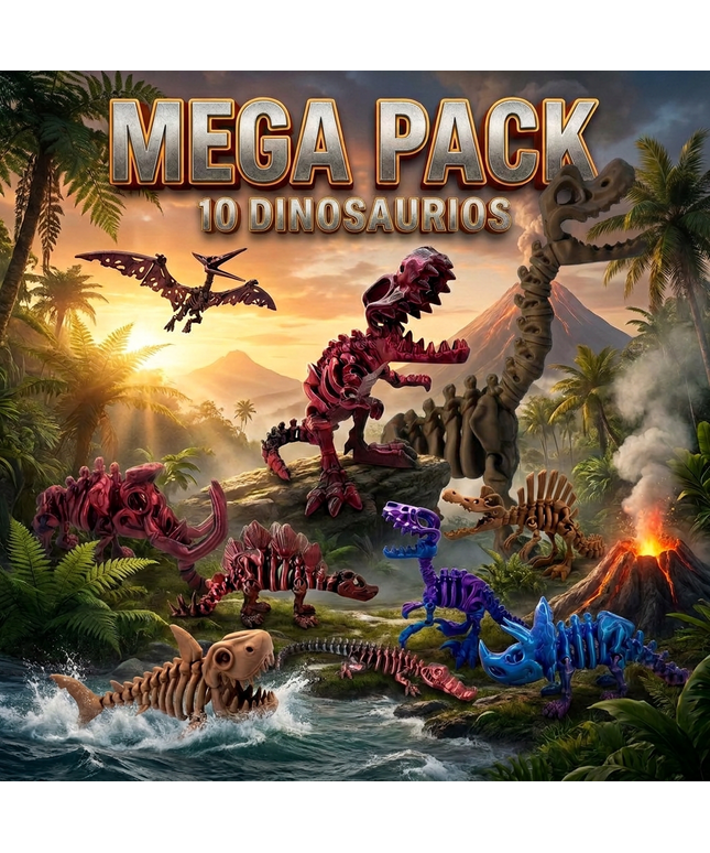 Mega Colección | 10 Dinosaurios Articulados | HUNNER